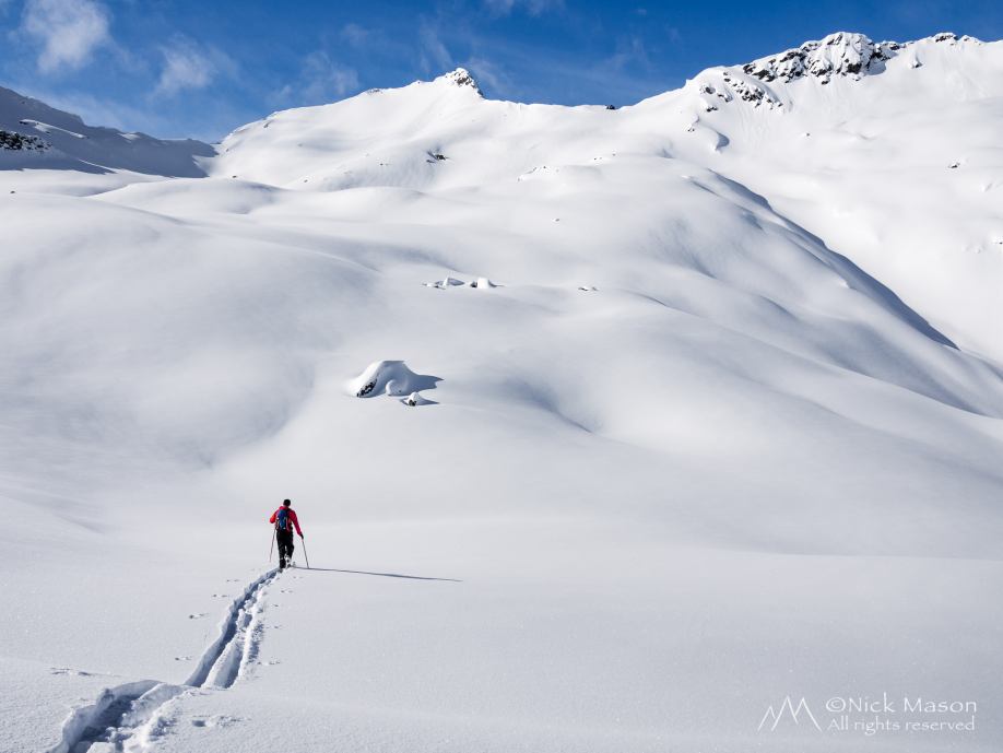 06 Breaking trail Torskmannen peak, Austvågøya Island